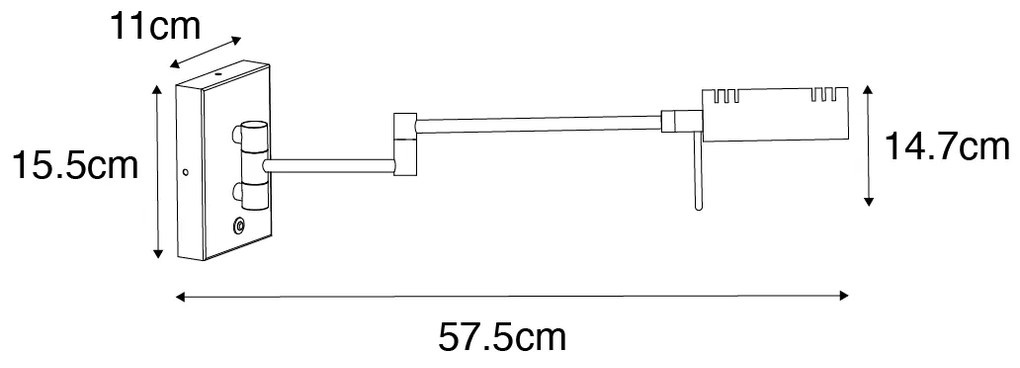 Designerska lampa ścienna czarna z wbudowanym ściemniaczem LED - Notia