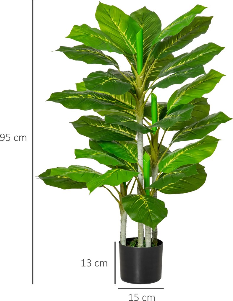 HOMCOM Sztuczne drzewko 95 cm, 33 liście, w doniczce do salonu | Aosom PL