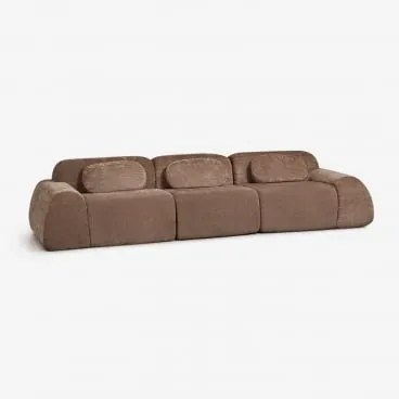 Sofa Modułowy 3-częściowy Z Tkaniny Chenilla Pakowany Próżniowo Merida Szenila Karmelowy Brąz - Sklum