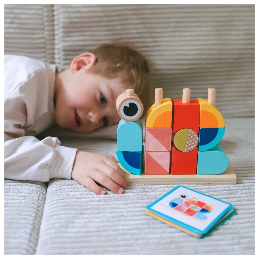 Tooky toy krab układanka drewniana stosy klocki bloki pastelowy