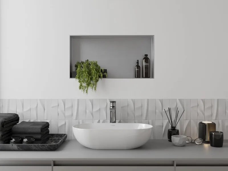 Mexen X-Wall-NR półka wnękowa bez kołnierza 60 x 30 cm, inox - 1911603010
