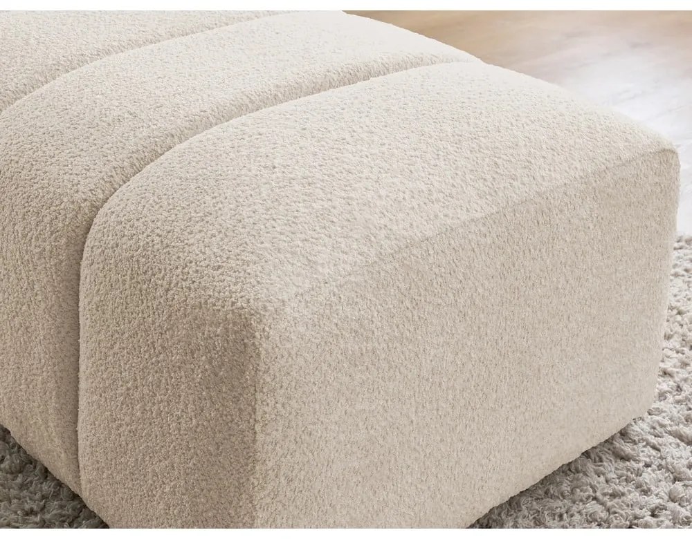 Beżowy podnóżek z materiału bouclé Annecy – Bobochic Paris