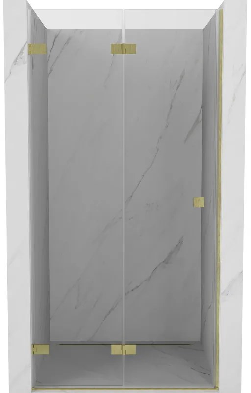 Mexen Lunar-F drzwi prysznicowe składane lewe 85 cm, transparent, złote szczotkowane - 836-085-000-55-00-L