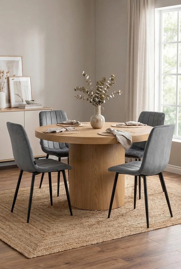 Komplet Ciemnoszarych Krzeseł Tapicerowanych 4 Szt. P9-C52