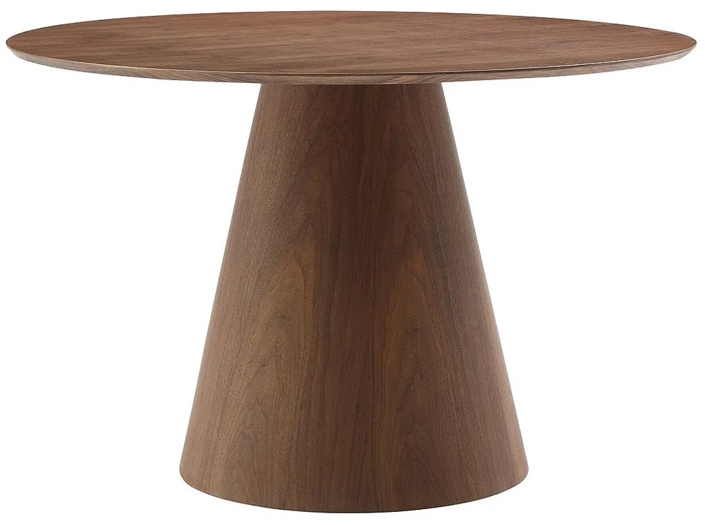 Stół do jadalni okrągły dla 4 osób z MDF - Naturalny ciemny - ANTALIZA