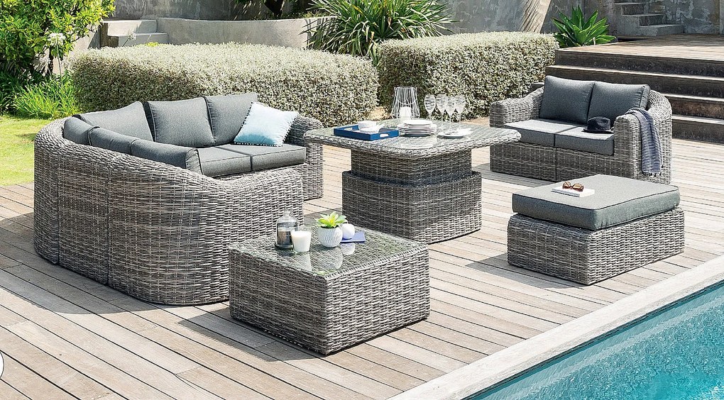 Rattanowy zestaw modułowy BORNEO LUXURY dla 8 osób (szary)
