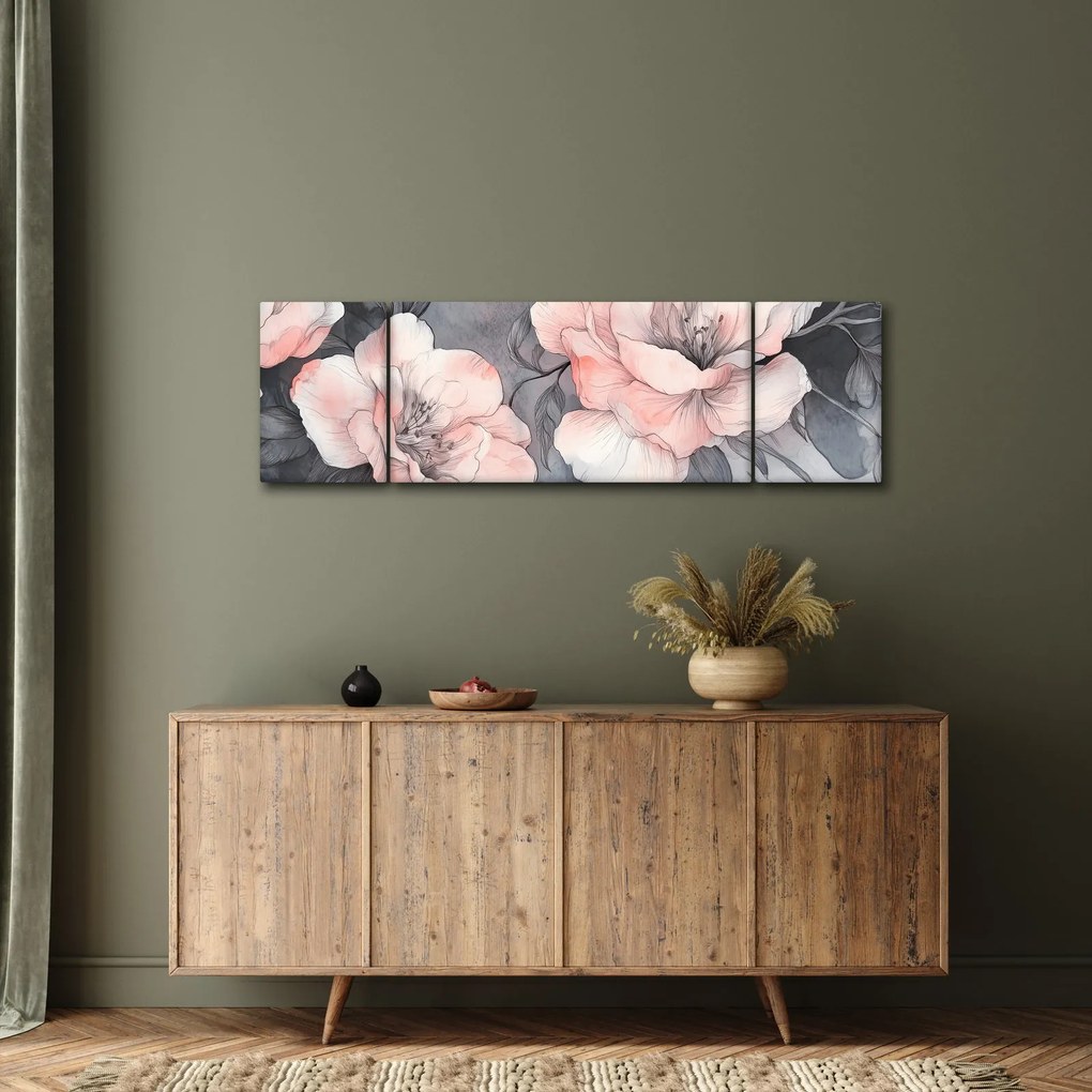 Obraz - Szkic kwiatów (170x50 cm)