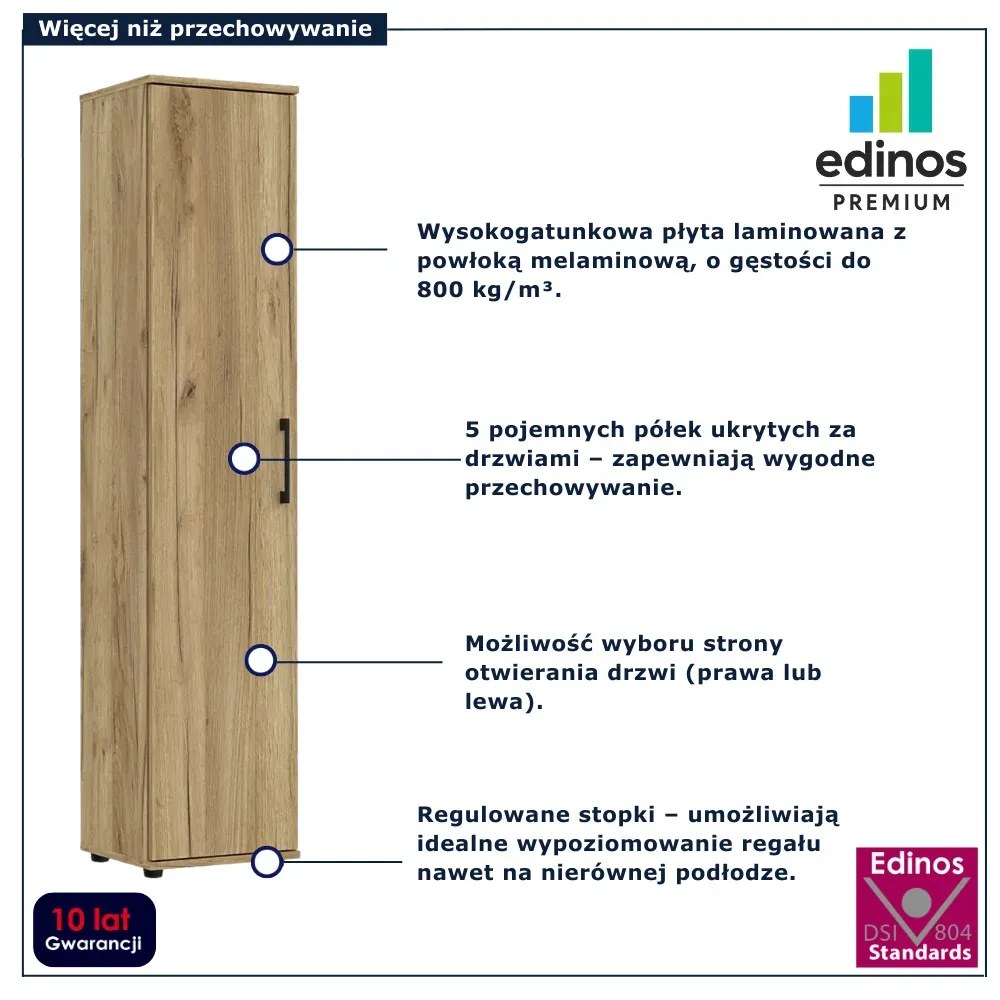 Zamykany regał biurowy dąb craft T9-N26