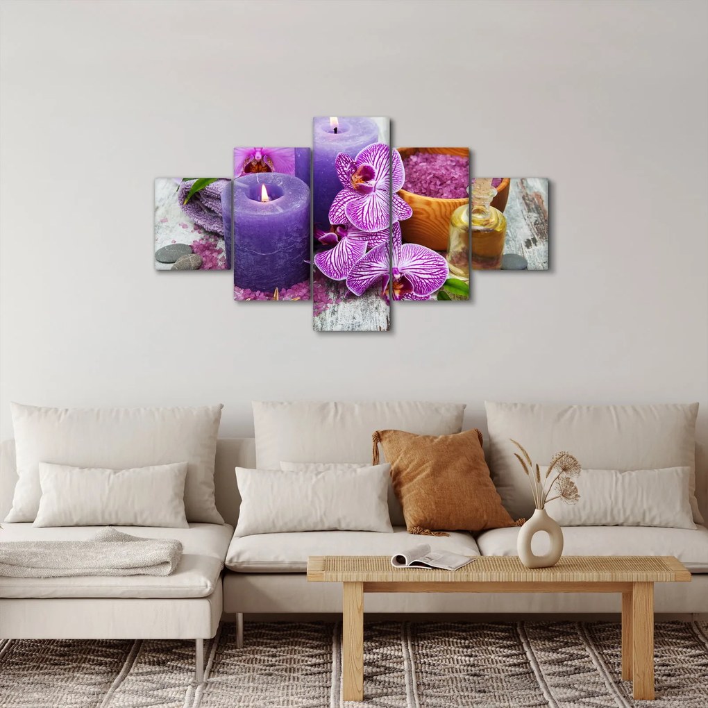 Obraz storczyków i świec (125x70 cm)