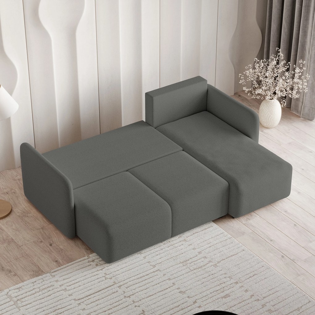 Masseno Narożnik SUVINO z funkcją spania i pojemnikiem na pościel Narozniki L, Rozkładana sofa - Szary, QUELLE 92