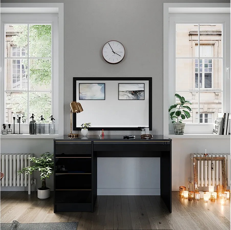 Toaletka czarny/złoty 120x55x75 sherry