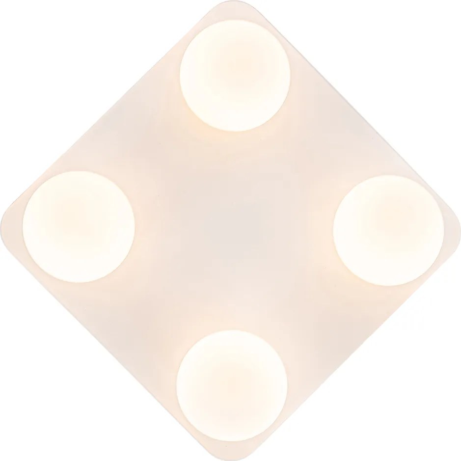 Nowoczesna lampa sufitowa do łazienki biała kwadratowa 4-światłowa - Cederic