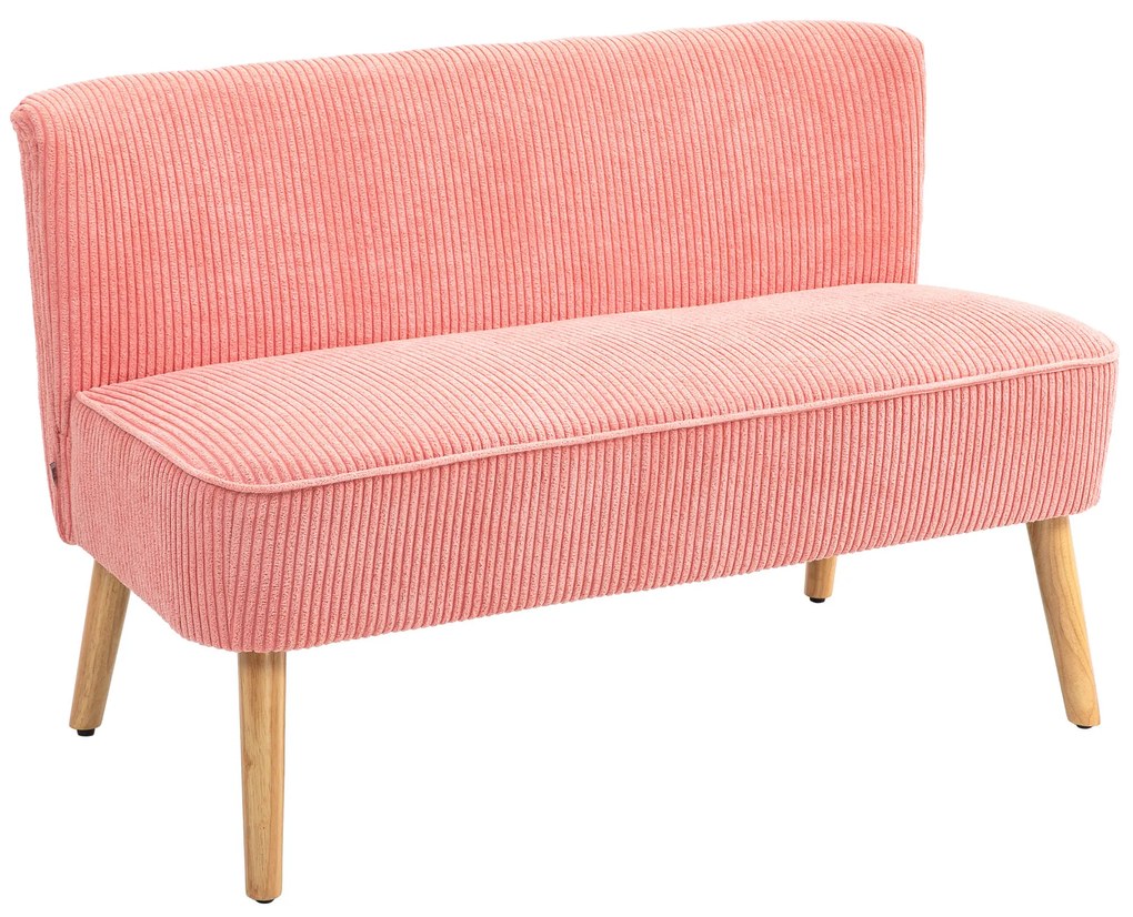 HOMCOM Sofa 2-osobowa, elegancki design skandynawski, solidna rama drewniana, do 150 kg, 117 x 56,5 x 77 cm, Różowa