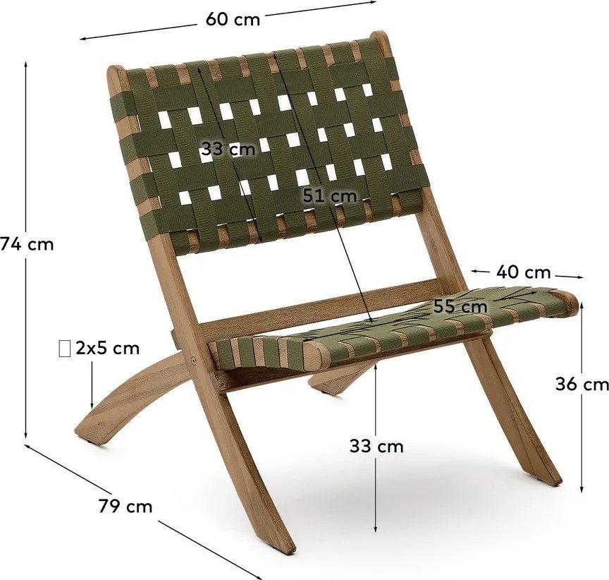 Zielony drewniany fotel ogrodowy Chabeli – Kave Home