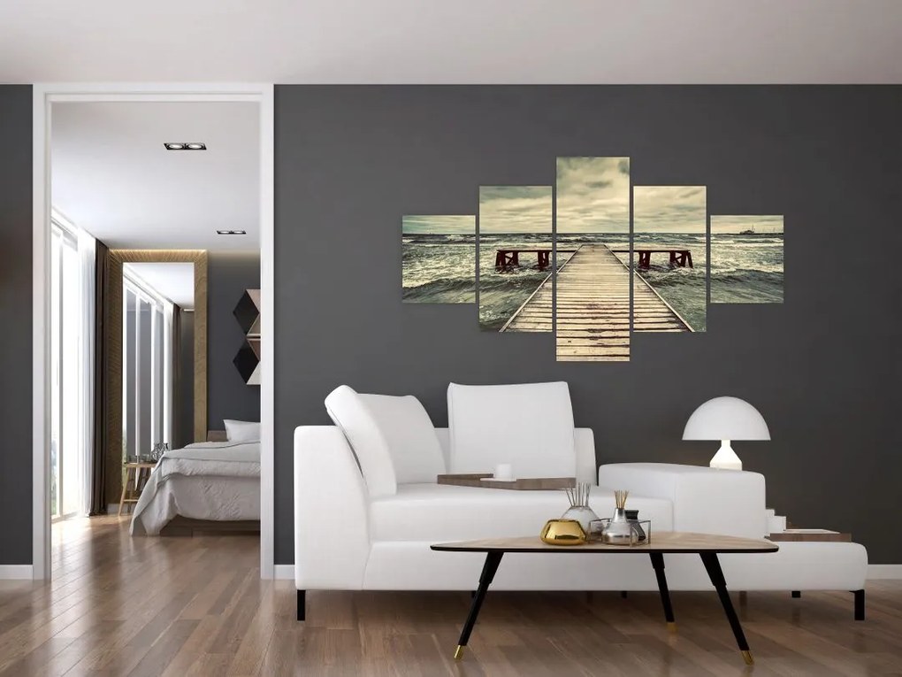 Obraz drewnianego molo na morzu (125x70 cm)