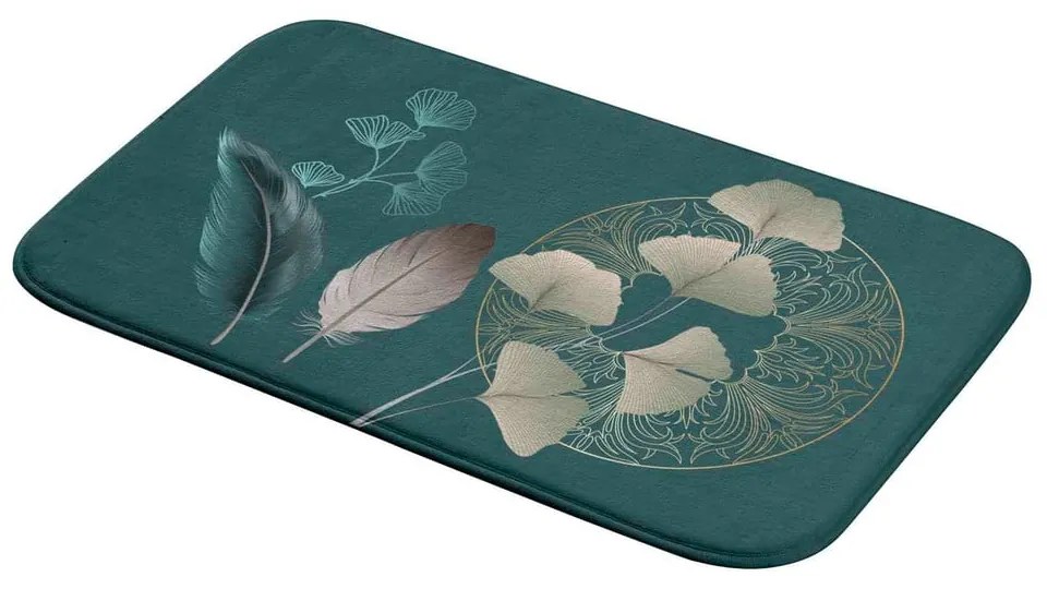 Turkusowy dywanik łazienkowy 45x75 cm Ginkoblue – douceur d'intérieur
