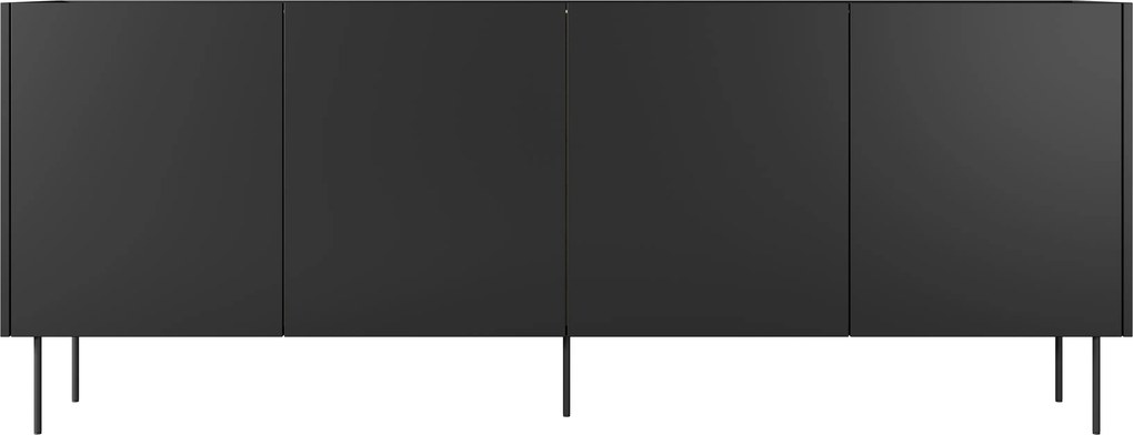 Komoda Desin 220 cm czterodrzwiowa - czarny mat / dąb nagano