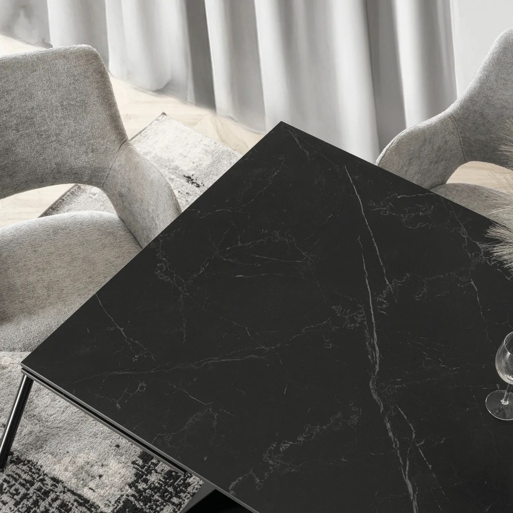 Stół Rozkładany Prostokątny VICTOR 160-240 cm Ceramiczny Czarny do Jadalni Nowoczesny Loft