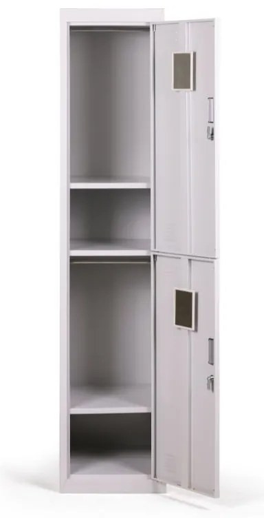 Szafka ubraniowa dwudrzwiowa 1+1 GRATIS, zamek cylindryczny, szara/szara