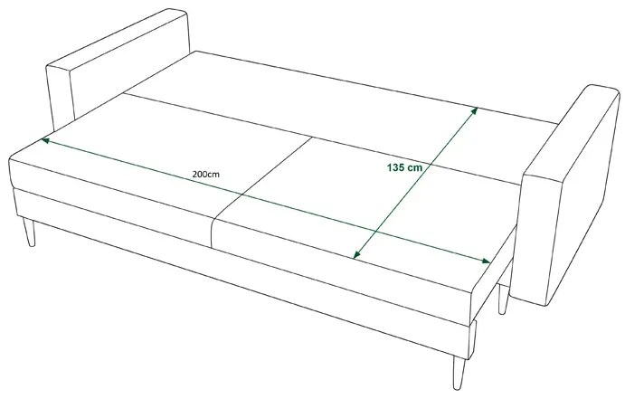 Musztardowa welurowa sofa rozkładana - Diamante