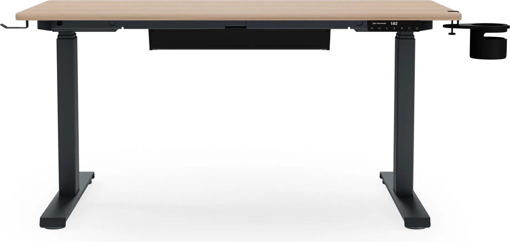 Biurko elektryczne z regulacją wysokości ergonomiczne antracytowe/dąb sonoma,1200x600 mm: ARIA
