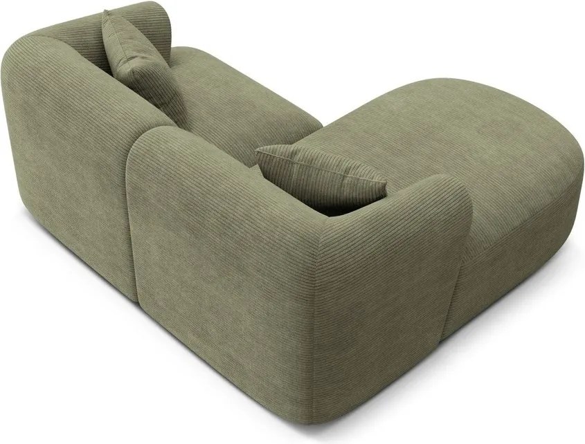 Zielony sztruksowy narożnik (lewostronny/z szezlongiem) Campi – Cosmopolitan Design