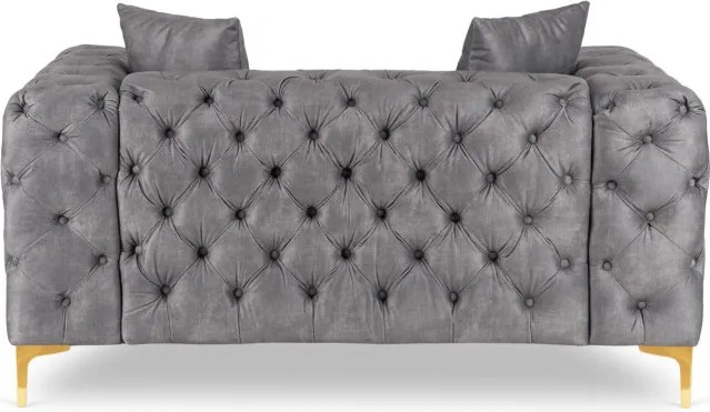 Sofa SORRENTO 2S Dwuosobowa Szara Welurowa Nowoczesna Glamour