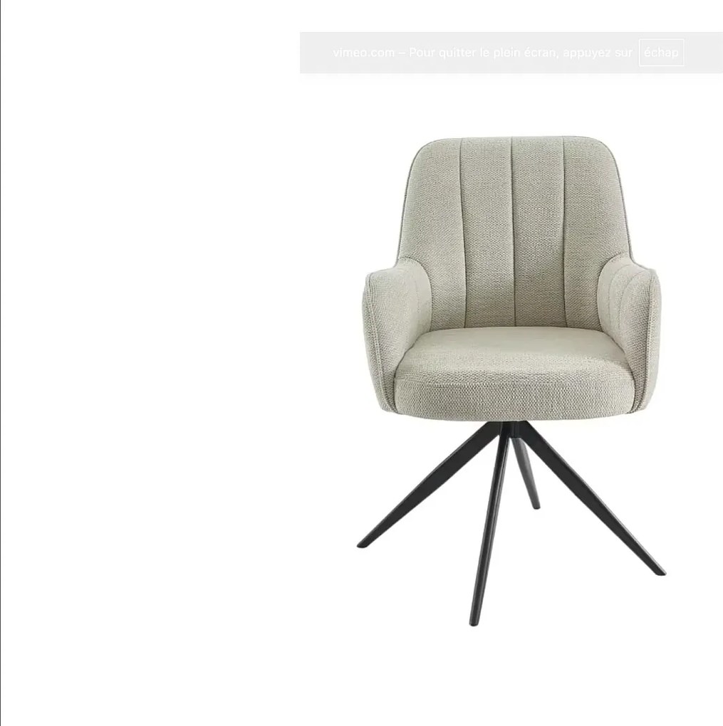 Zestaw 2 krzeseł obrotowych z podłokietnikami z tkaniny i czarnego metalu - Kremowy - LEJINA Pascala Morabito