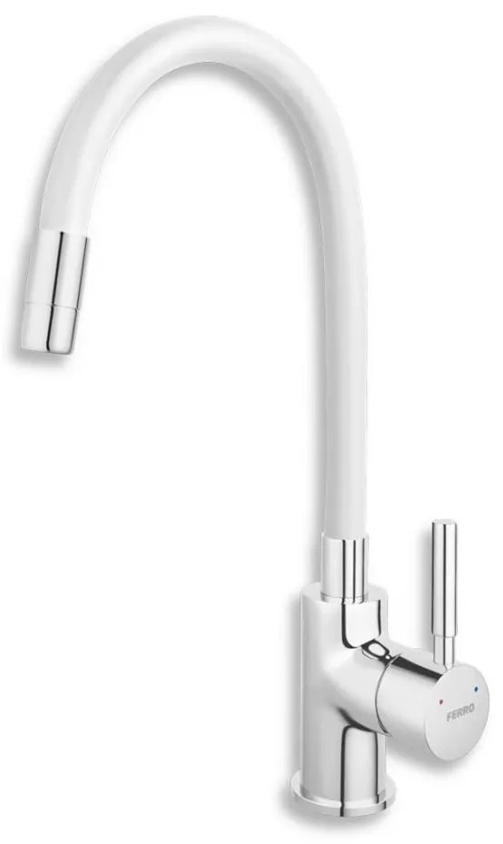 FERRO - Bateria kuchenna z elastycznym uchwytem chrom błyszczący/biały