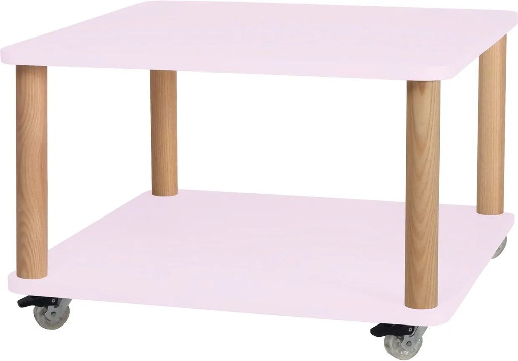 Kwadratowy stolik kawowy na kółkach Ashme z kolorowym blatem 64x64 cm