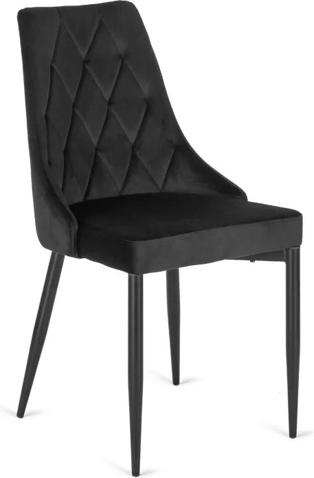 Krzesło Tapicerowane do Salonu CORK Czarne Welurowe Nowoczesne Loft