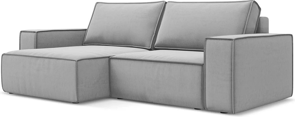 Narożnik lewostronny z funkcją spania - z tkaniny welwetowej - szary - KIMO