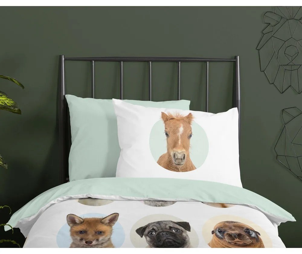 Bawełniana pościel dziecięca jednoosobowa 140x220 cm Young Animals – Good Morning