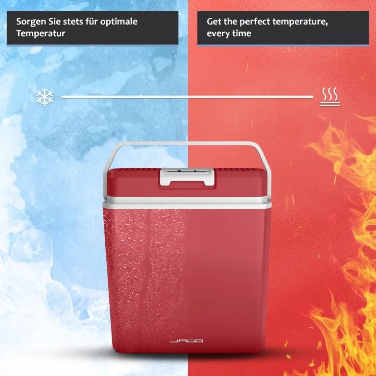 Chłodziarka elektryczna Jago 2 w 1, 20 l, czerwona