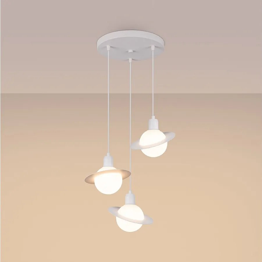 Lampy wiszące nowoczesny Gloxo, stal - 3 źródło światła 3000K - L.32 x H.120 cm - biały