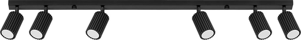 Lampa Sufitowa Minimalistyczny Karbon, Aluminium - 6 Źródło - L.117 X H.16.5 Cm - Czarny