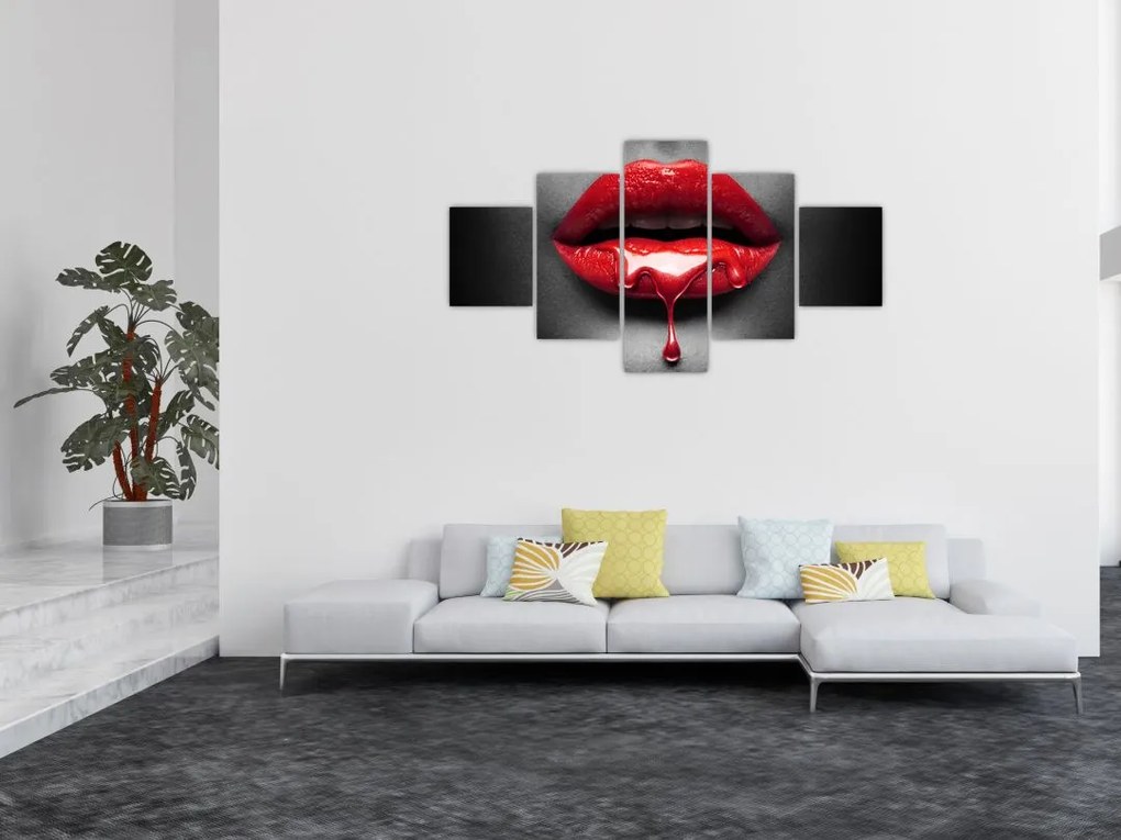 Obraz kobiecych ust (125x70 cm)