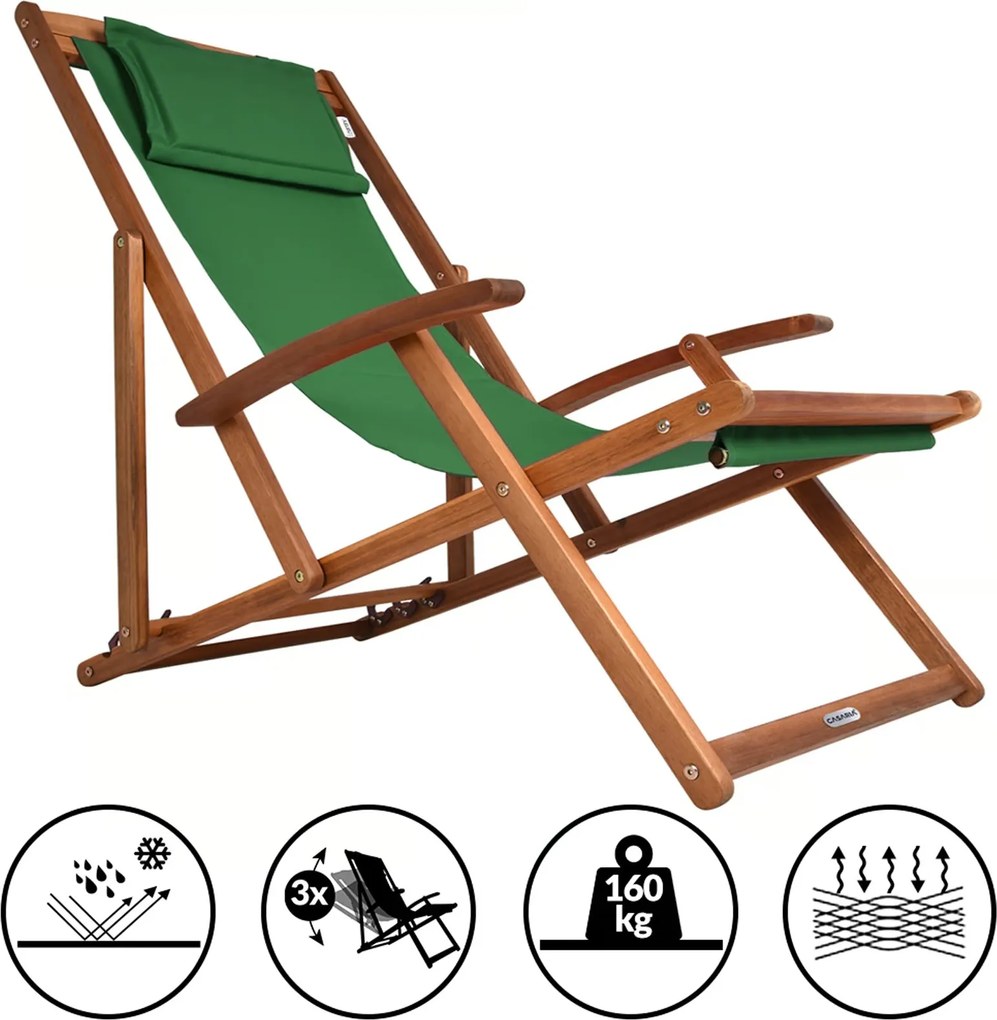 Leżak ogrodowy SIENA, 94x60x94cm, zielona Casaria