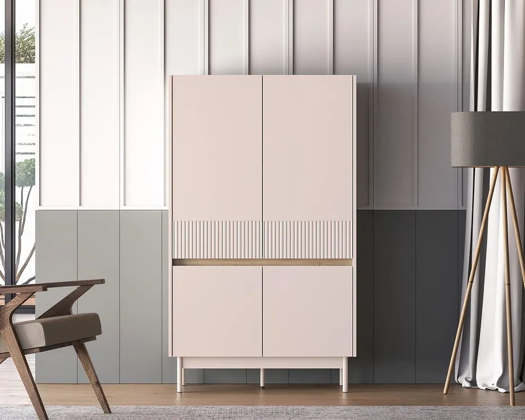 Komoda wysoka DUMI 04 4D 90 kaszmirowa/dąb cremona ML MEBLE