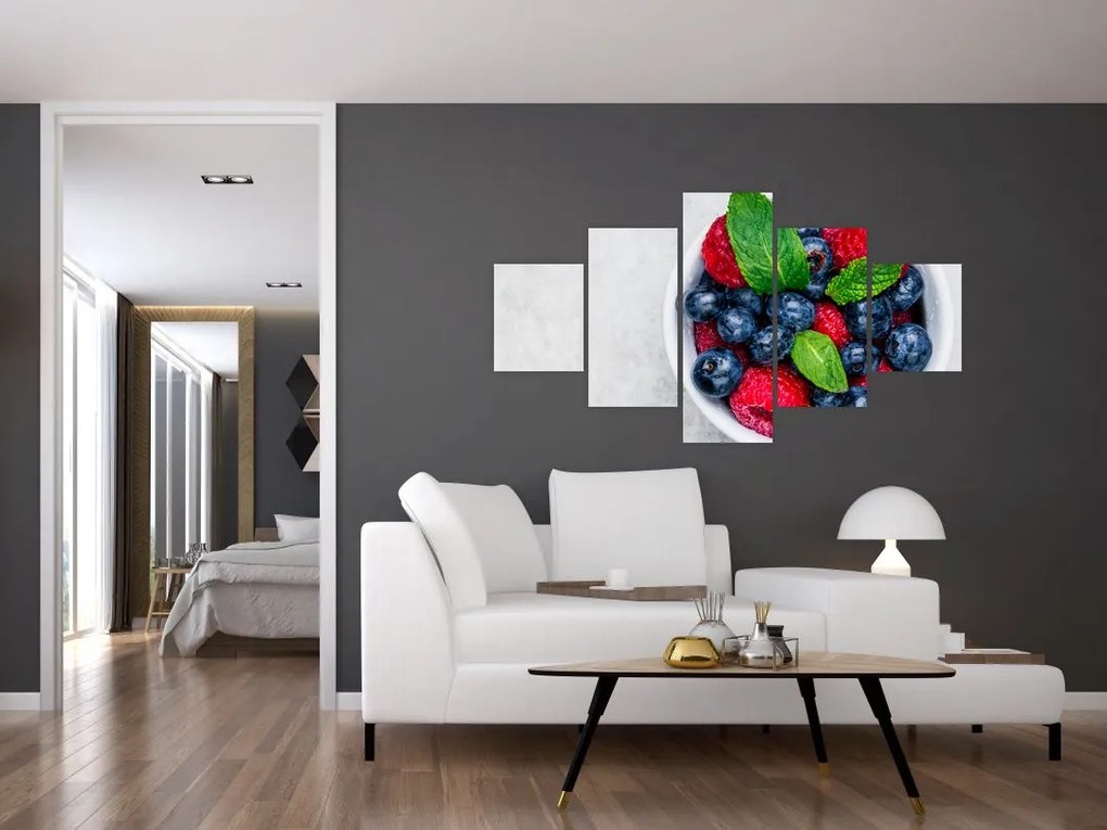 Obraz- miska z leśnymi owocami (125x70 cm)