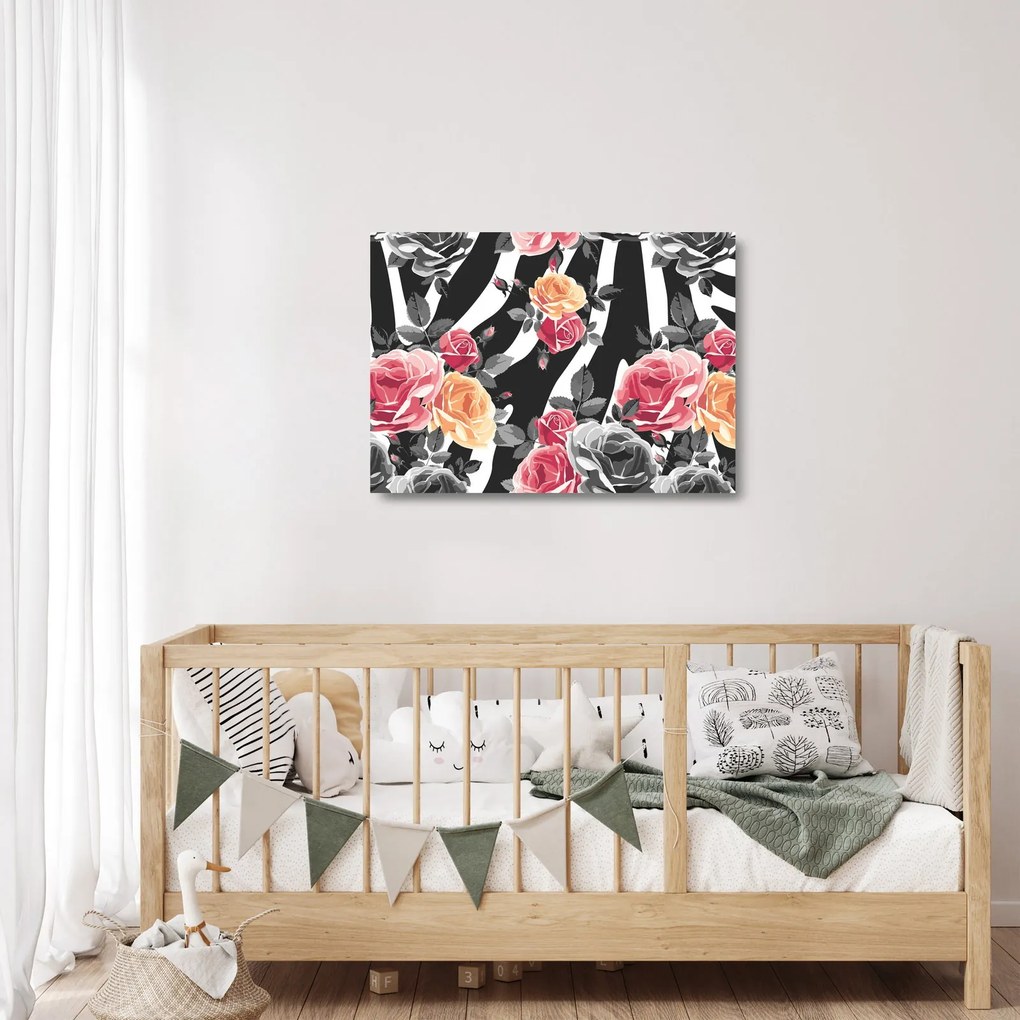 Obraz na szkle kwitnących róż (70x50 cm)
