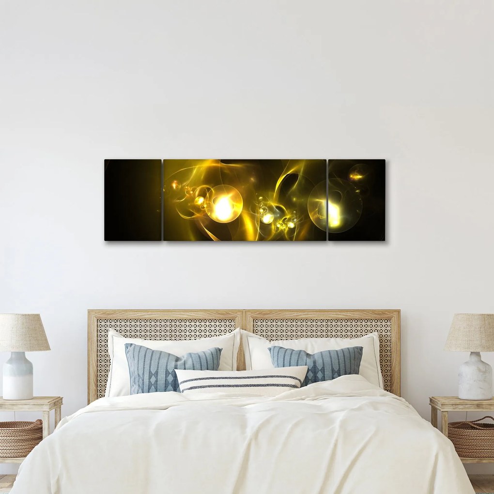 Abstrakcyjny obraz żółtych kul (170x50 cm)