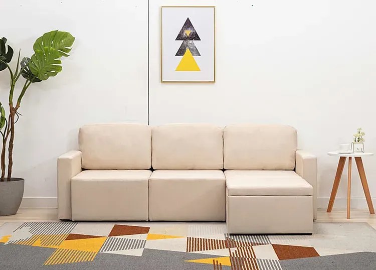 Rozkładana sofa modułowa ciemnokremowa - Odi 4Q