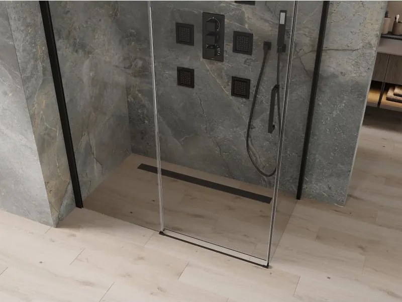 Mexen Omega kabina prysznicowa rozsuwana 150 x 80 cm, transparent, czarna - 825-150-080-70-00