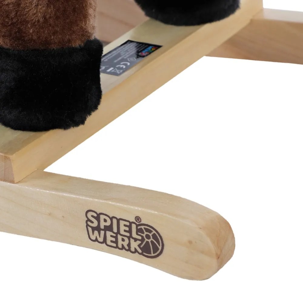 Brązowy koń na biegunach z efektem dźwiękowym Spielwerk