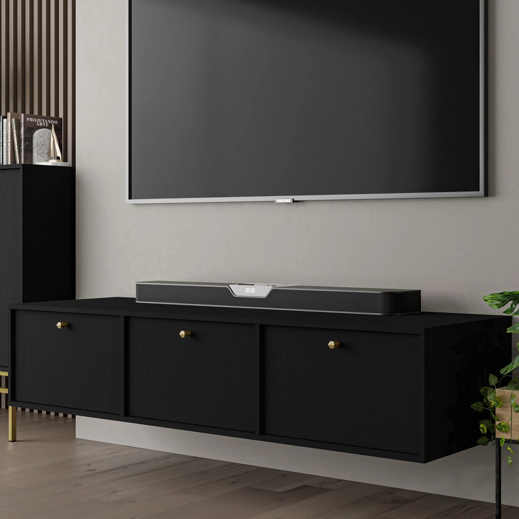 Szafka RTV wisząca TORINO 180 cm do Salonu pod Telewizor - Grafit
