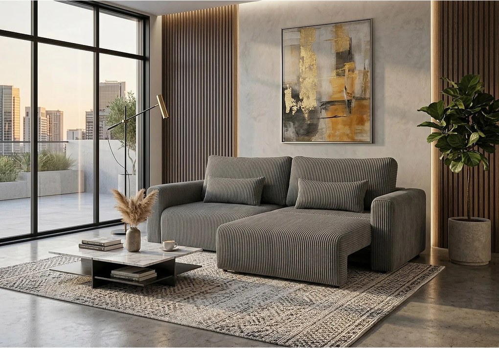 Nowoczesny sofo-narożnik BOND 2W1 230x150 cm, w tkaninie POSO 115 szarej