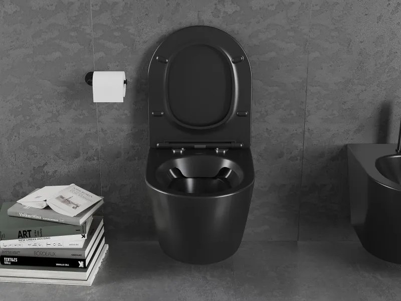 Mexen Lena miska wc Rimless z deską wolnoopadającą slim, duroplast, czarna mat - 30221085