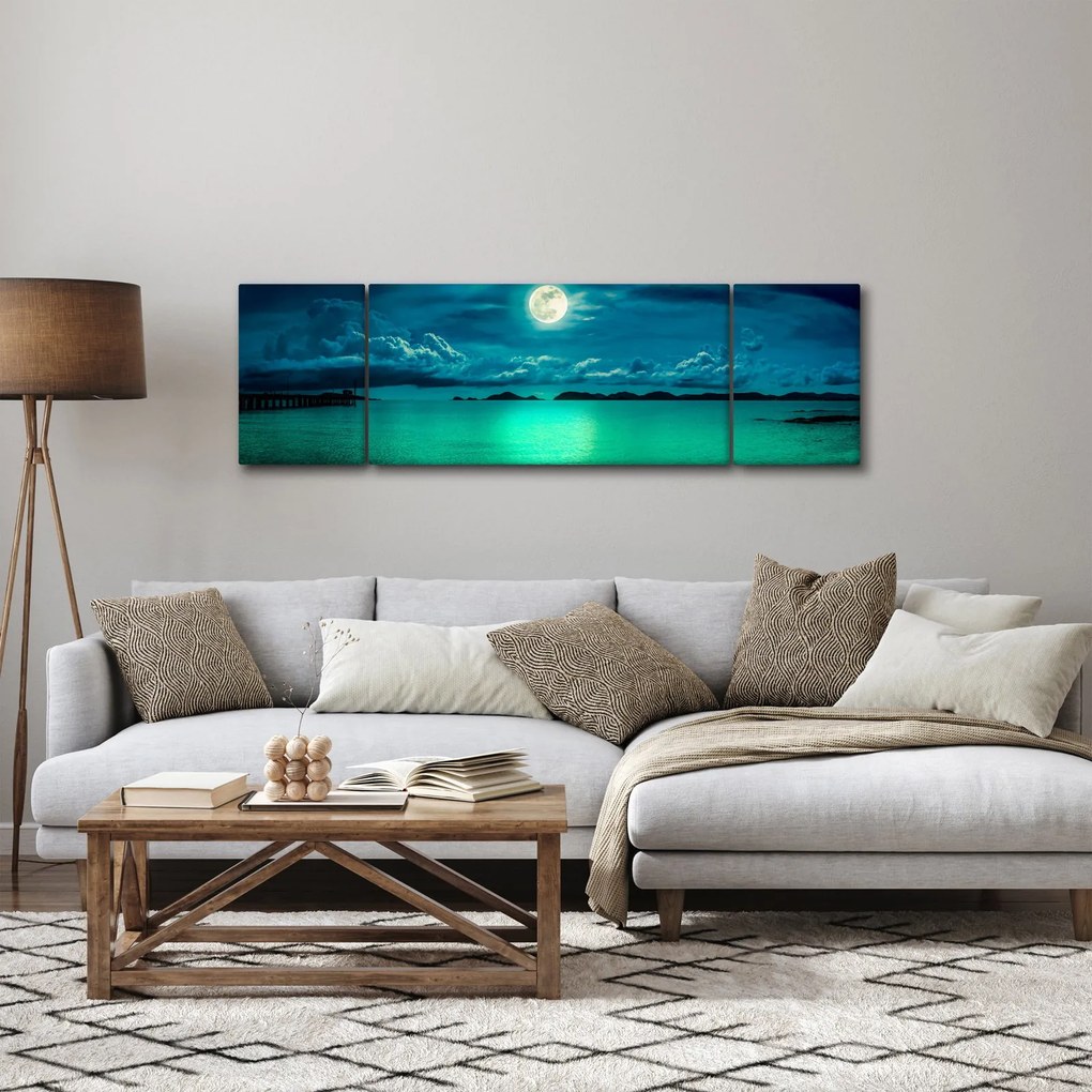 Obraz - Księżyc w pełni nad powierzchnią (170x50 cm)