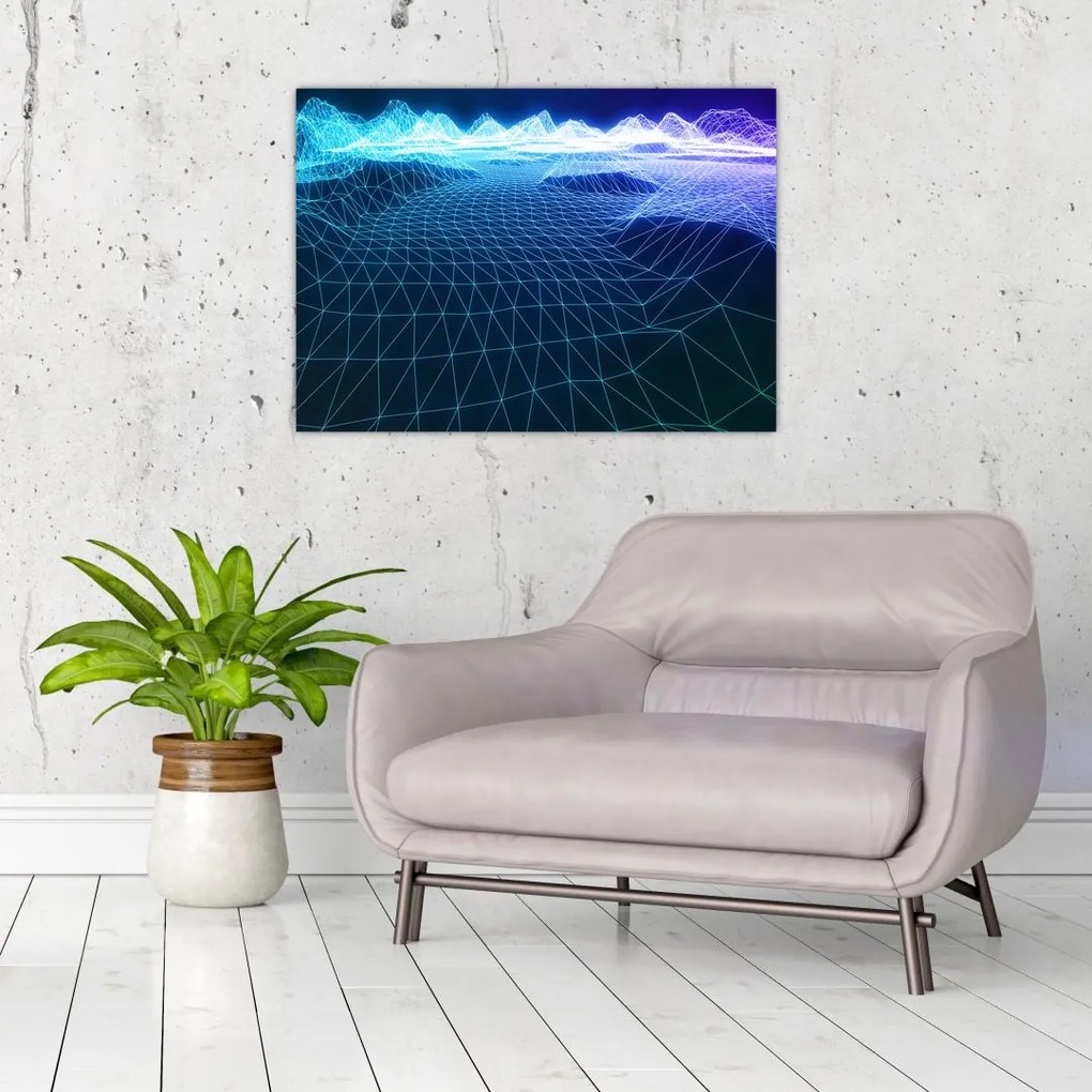 Obraz na szkle - Góry w modelu komputerowym (70x50 cm)